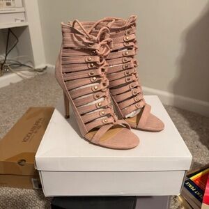 JustFab Strappy Blush Heels
